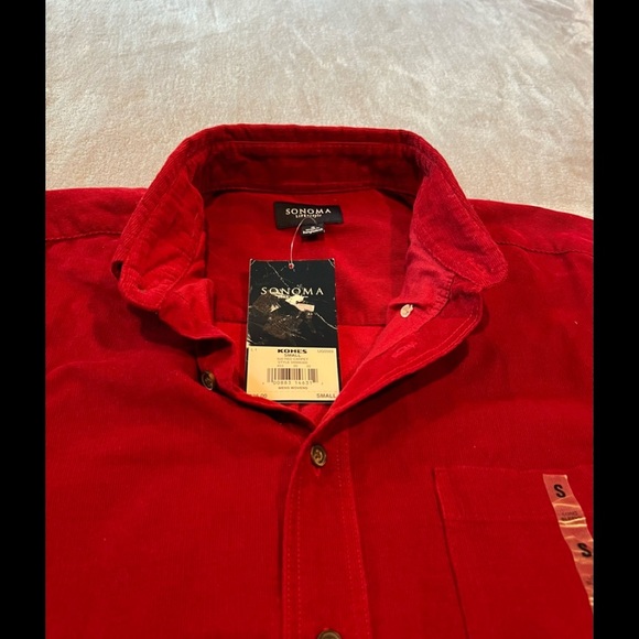 Sonoma Red Corduroy Button-Down Shirt Size Small - Picture 4 of 8